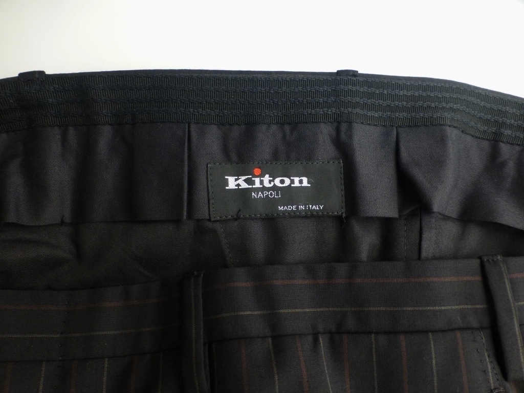 ◆Kiton キートン スーツ 54L ビキューナ 超美品 キトン W100 キングサイズ vicuna 本切羽 濃グレーストライプ_画像8