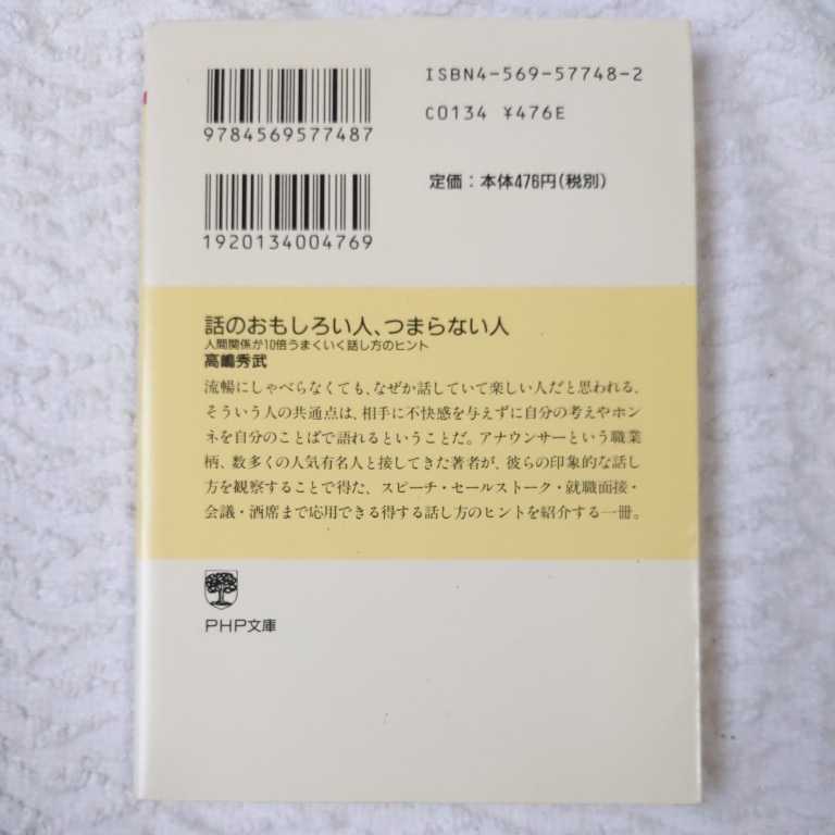 話のおもしろい人、つまらない人―人間関係が10倍うまくいく話し方のヒント (PHP文庫) 高嶋 秀武 9784569577487_画像2