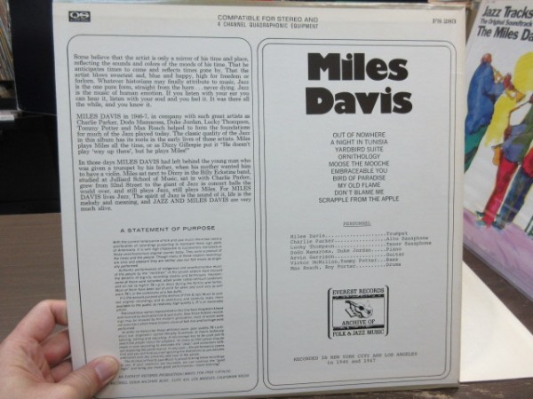 RKK８///LP★無傷★　Miles Davis（マイルス・デイヴィス）EVEREST US盤 手書きMAT FS283_画像2