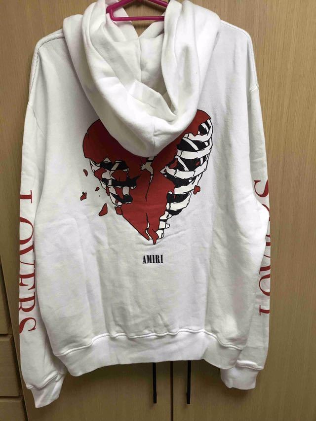 国内正規 AMIRI アミリ LOVERS PULLOUER HOODIE ラヴァーズ プルオーバー フーディー パーカー 白 S_画像1