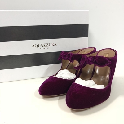 AQUAZZURA aqua Zoo laSANDY MULE 85 ribbon mules shoes purple 38