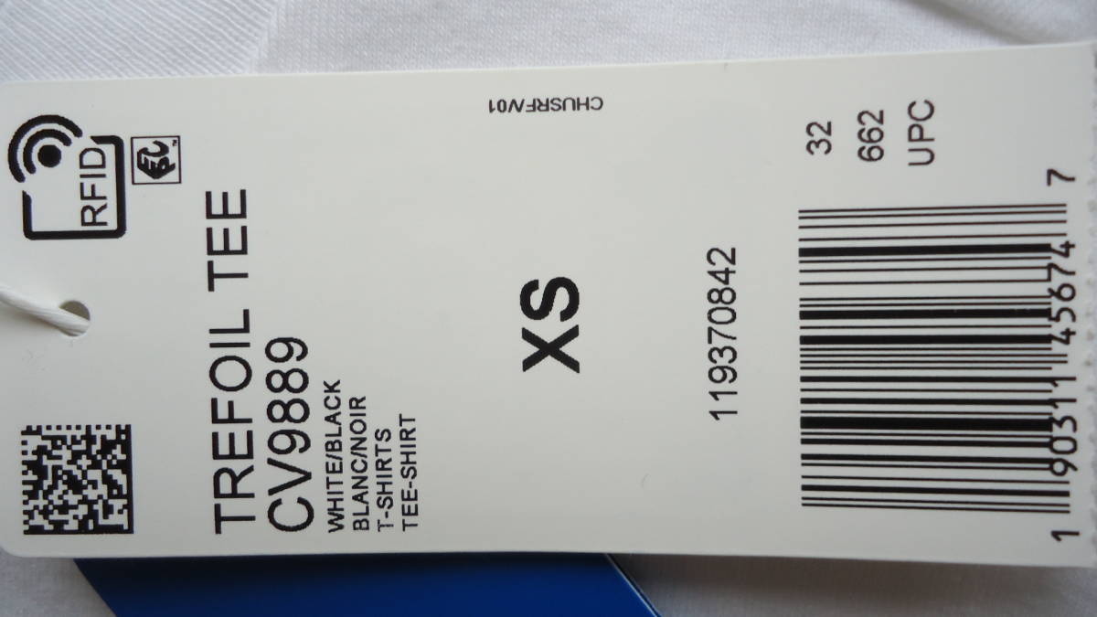 adidas Women (CV9889) Trefoil T-Shirt 白/黒 XS 半額 50%off アディダス 女性用 半袖 Tシャツ レターパックライト_画像7