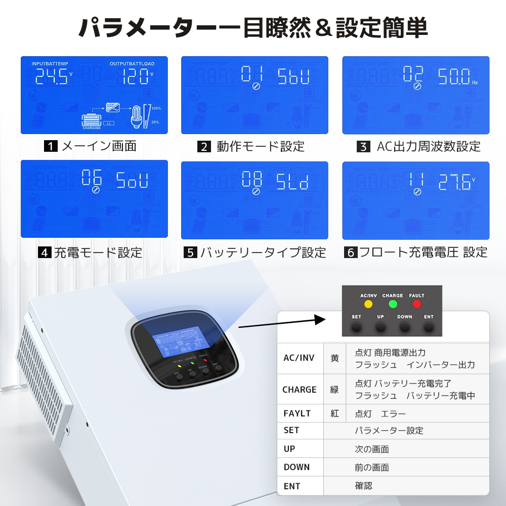 新品 3KW 3000W 正弦波 オフグリッド ハイブリッド インバーター 新品 3KW 3000W 正弦波 オフグリッド ハイブリッド インバーター