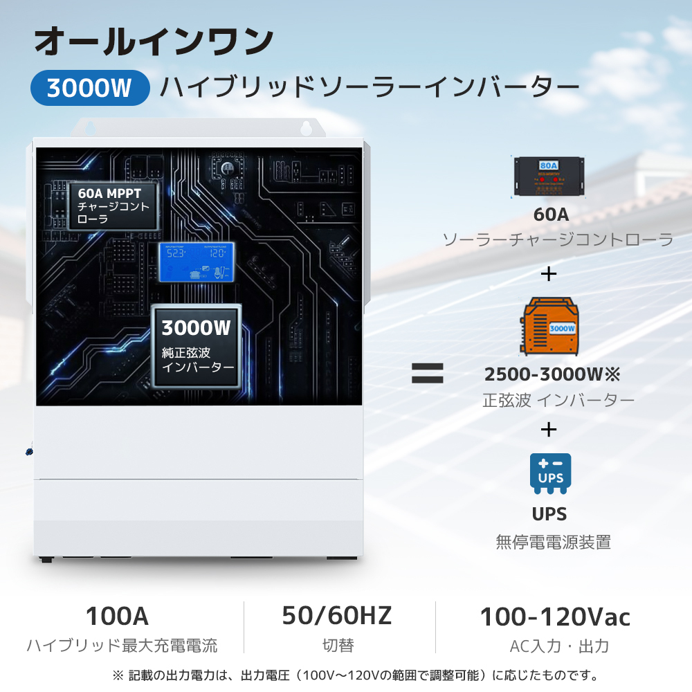 新品 3KW 3000W 正弦波 オフグリッド ハイブリッド インバーター 新品 3KW 3000W 正弦波 オフグリッド ハイブリッド インバーター