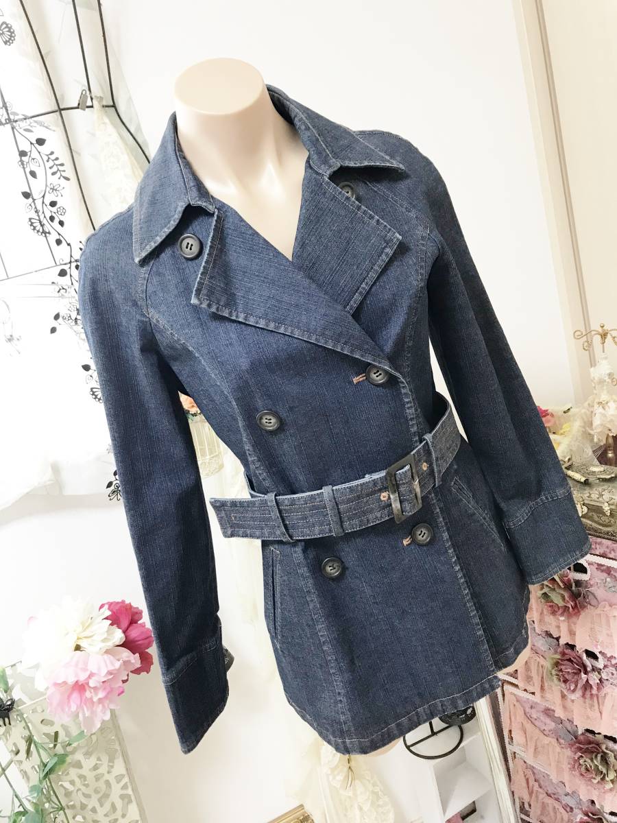  Lady's 9AR/M size : Marie Claire [marie claire FOURUM] stretch Denim jacket / Denim trench coat 