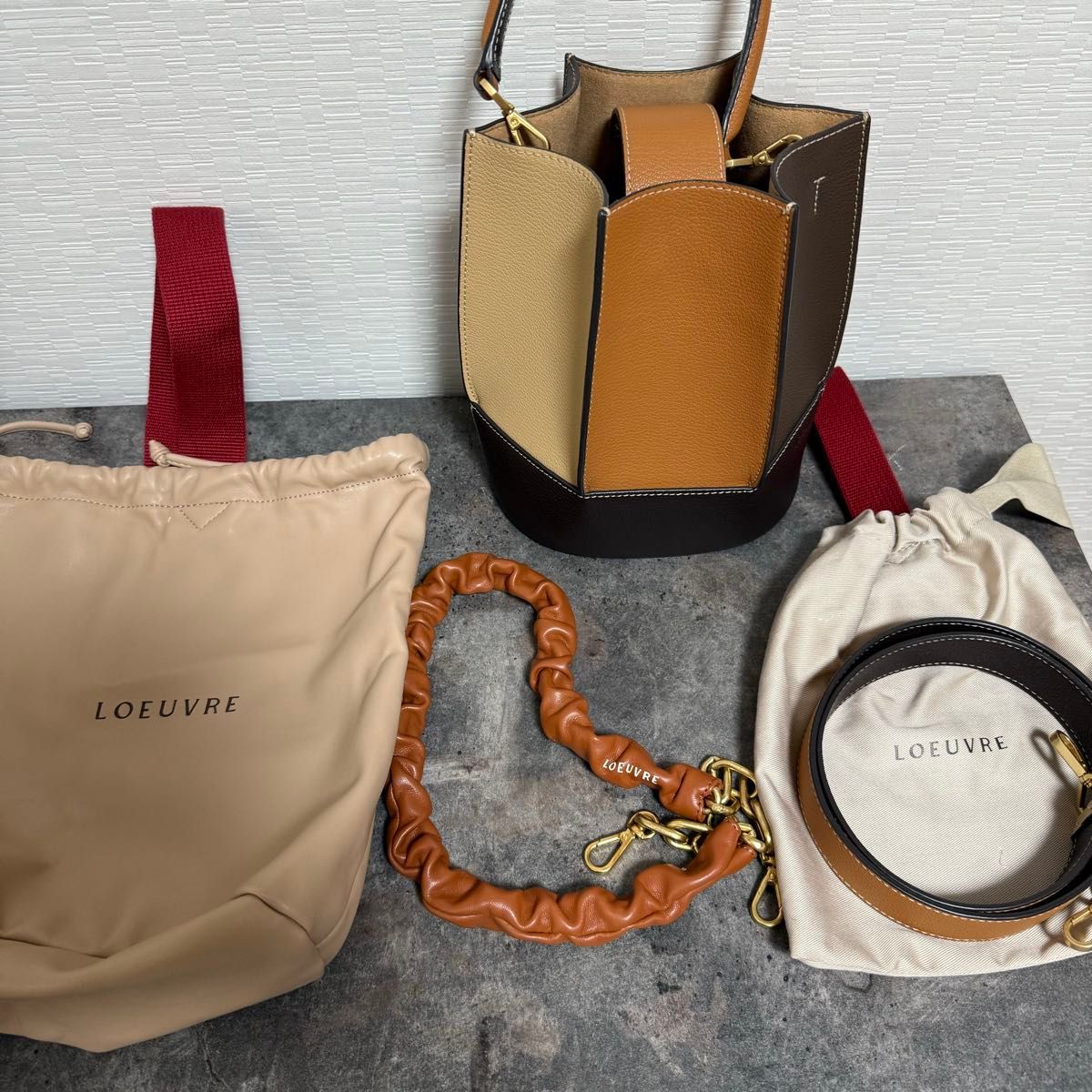 美品 韓国 LOEUVRE ショルダーバッグ バケツバッグ