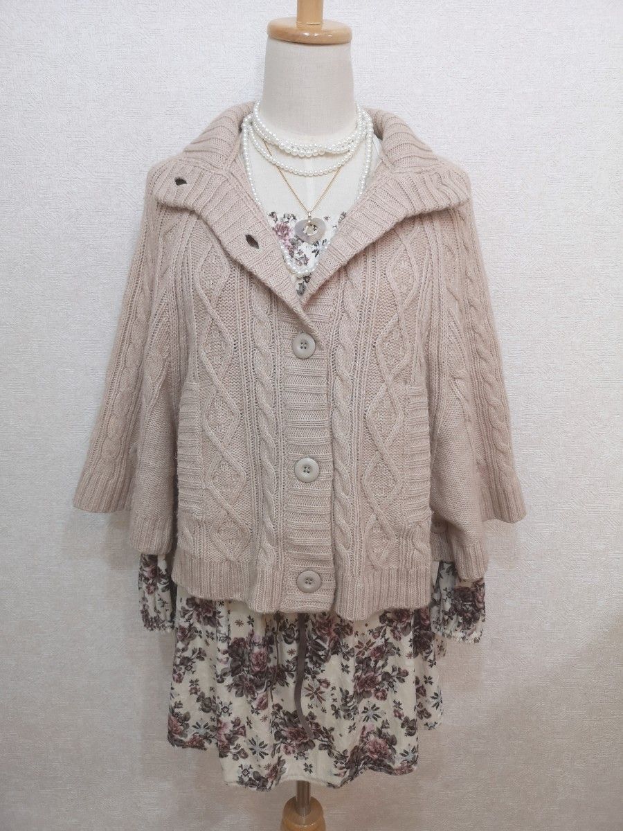 y2k rabbitfur 2wayニットポンチョ L 森ガール fairygrange y2k rabbitfur 2wayニットポンチョ L 森ガール fairygrange