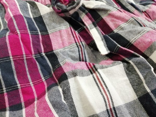 jjyk3-1262 ■ ギャザースカート ■ ロング チェック ボトムス ピンク ハンドメイド Mサイズくらい_画像8