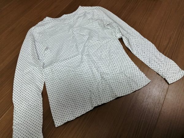 jjyk3-1278 ■ ELLE PETITE ■ エル Tシャツ カットソー トップス 女の子 キッズ ジュニア 長袖 ドット コットン 白×黒 150_画像5