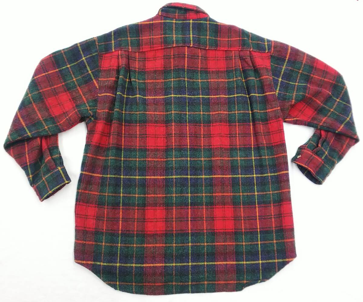 ■BURGH SCOTT 　サイズ38　ネルシャツ　フランネル　チェック　赤×緑　ウール混　＃1412_画像2