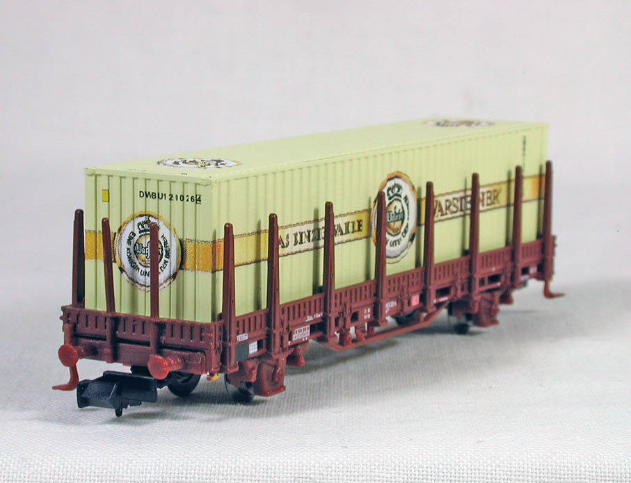 HOBBYTRAIN #23829 ＤＢ（旧ドイツ国鉄）Ｋｂｇｓ４４２型大物車 （レッドブラウン） Ｗａｒｓｔｅｉｎｅｒコンテナ積_画像2