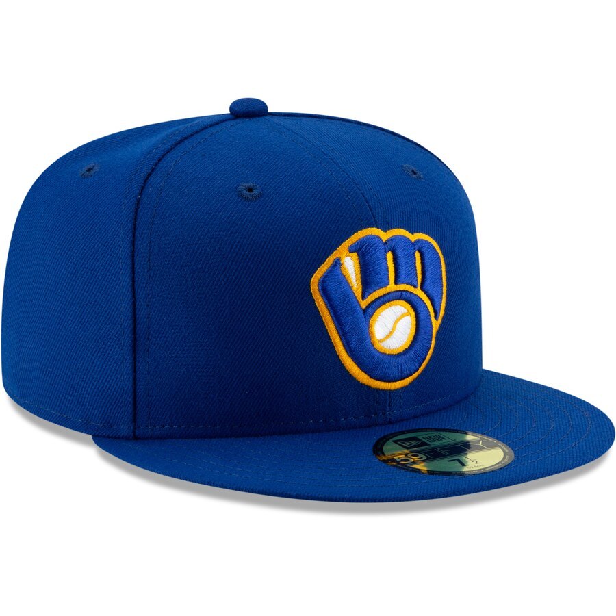 USA正規品 「7.1/8」 新品 Newera ニューエラ オーセンティック 59FIFTY 公式アイテム ミルウォーキー Brewers ブルワーズ 青 ブルー ALT_画像3