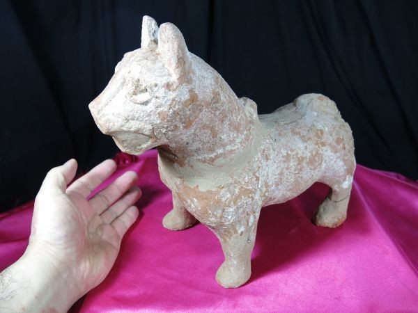 彩色犬俑　漢時代 遺跡発掘品　中国　陶製　明器　副葬品_画像2