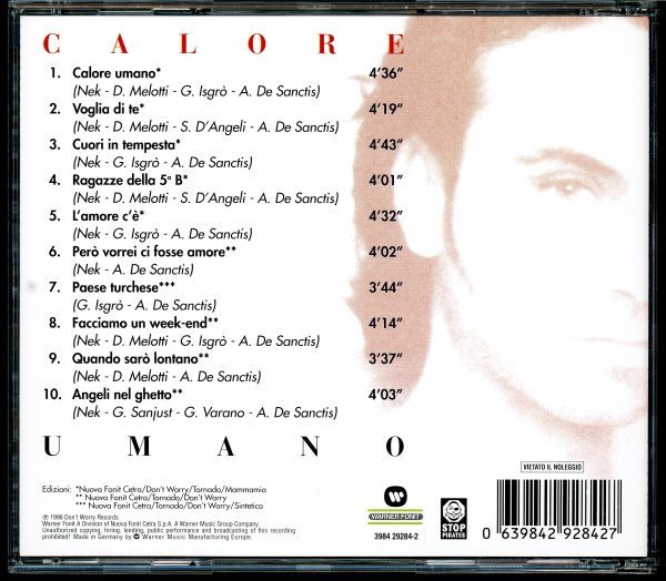 【CD/イタリアンポップス】Nek - Calore Umano [試聴]_画像2