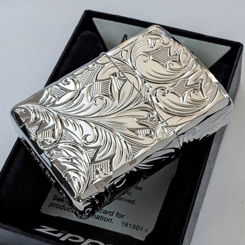 5面リーフ柄zippo☆アーマー プラチナ 新品 送料無料 アラベスク ライター
