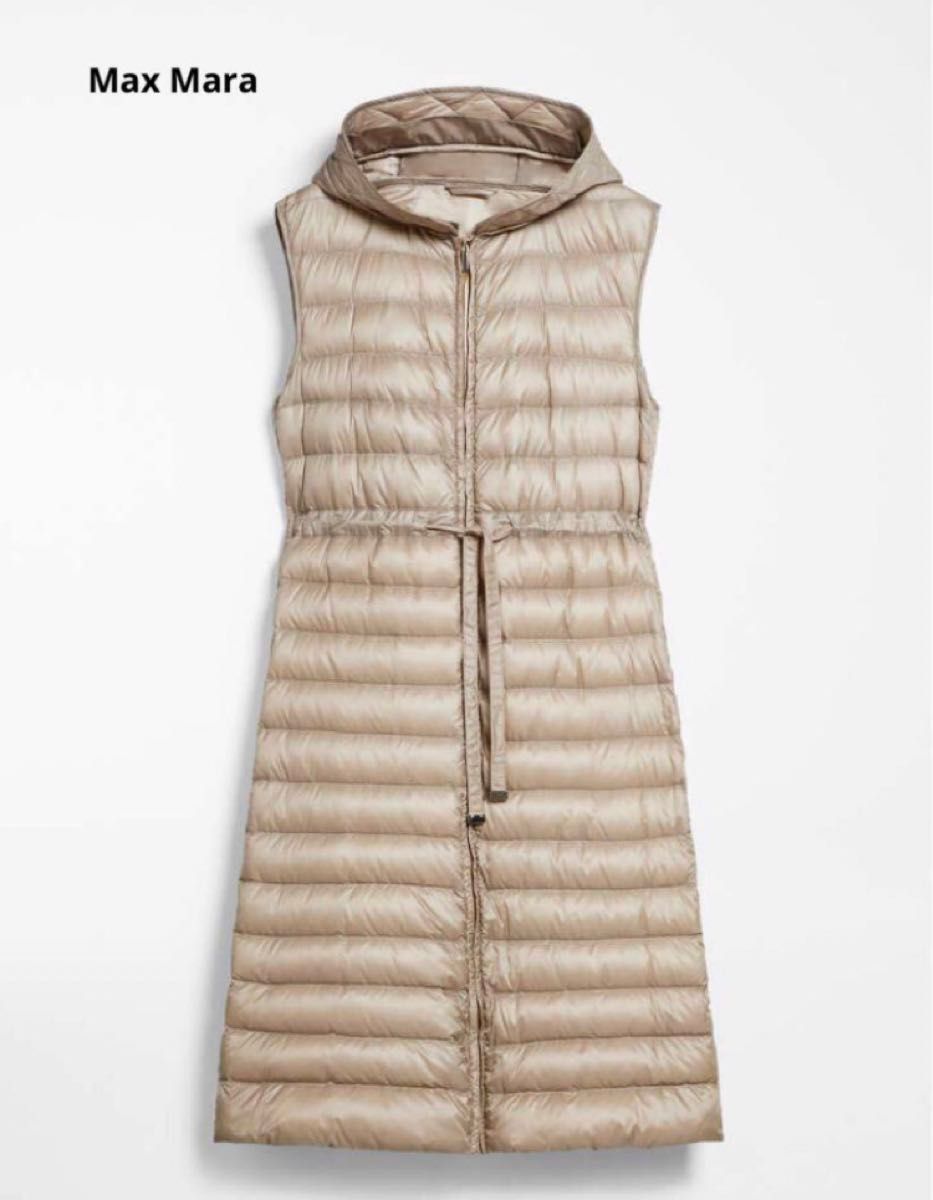 MaxMara マックスマーラ フード ロング ダウン ベスト 40 ベージュ MaxMara マックスマーラ フード ロング ダウン ベスト 40