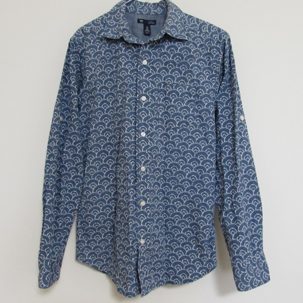 【中古 】送料無料 GAP ギャップ クラシックフィット 和柄 長袖シャツ ＸＳ