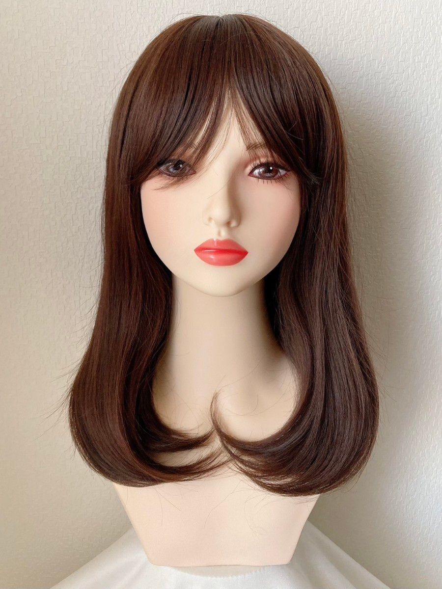 新品 フルウィッグ ミディアム カシスブラウン 耐熱 かつら ウィッグ