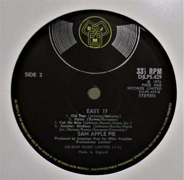 英國盤 ☆彡 Sam Apple Pie East 17 [ UK ORIG '72 DJM Records DJLPS 429 ]_画像4