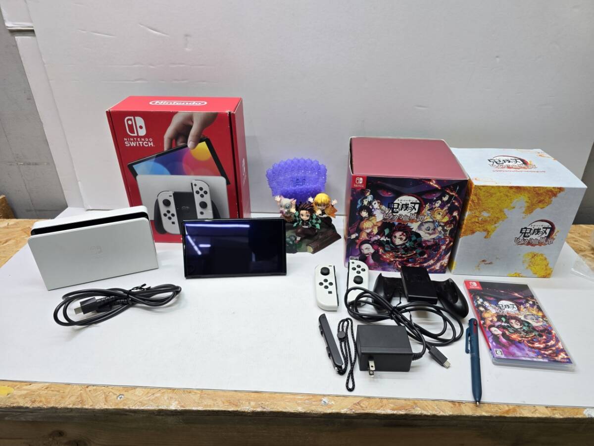 01w4966★1円~ Nintendo Switch ニンテンドー スイッチ 有機EL HEG-001 XTJ 鬼滅の刃 ヒノカミ血風譚 数量限定版 セット 完動品 中古品