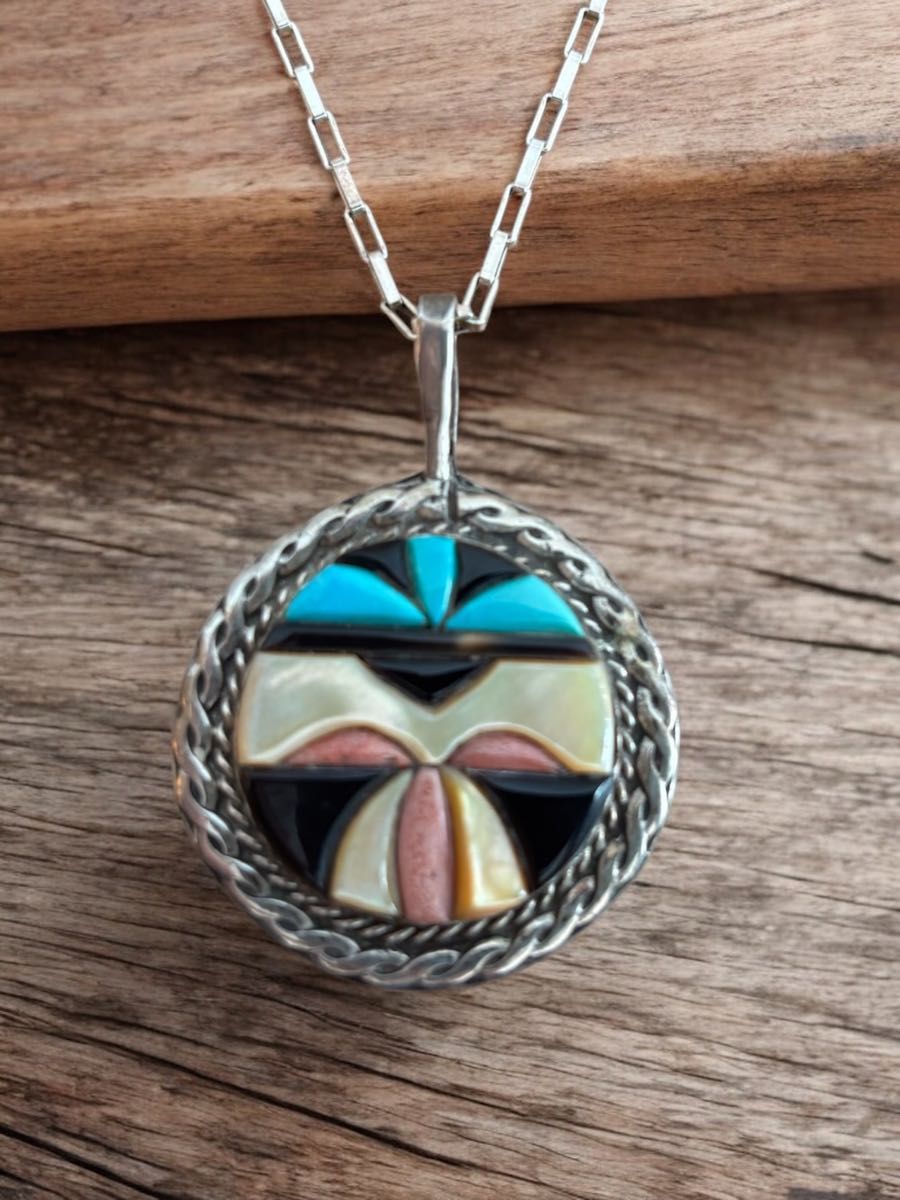 Navajo/ナバホ族】LM刻印 シルバーネックレス/インディアン Navajo/ナバホ族】LM刻印 シルバーネックレス/インディアン