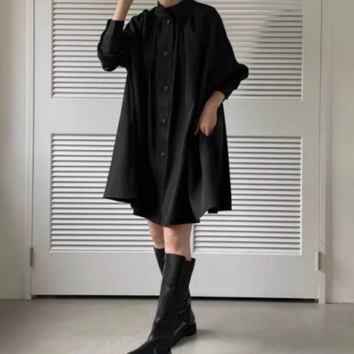 willfully ウィルフリー テントシャツワンピース ブラック ゆったり