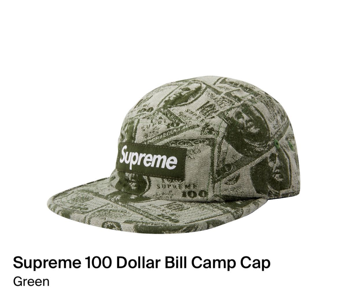 新品未使用 Supreme 100 Dollar Bill Camp Cap キャップ 新品未使用 Supreme 100 Dollar Bill Camp Cap キャップ