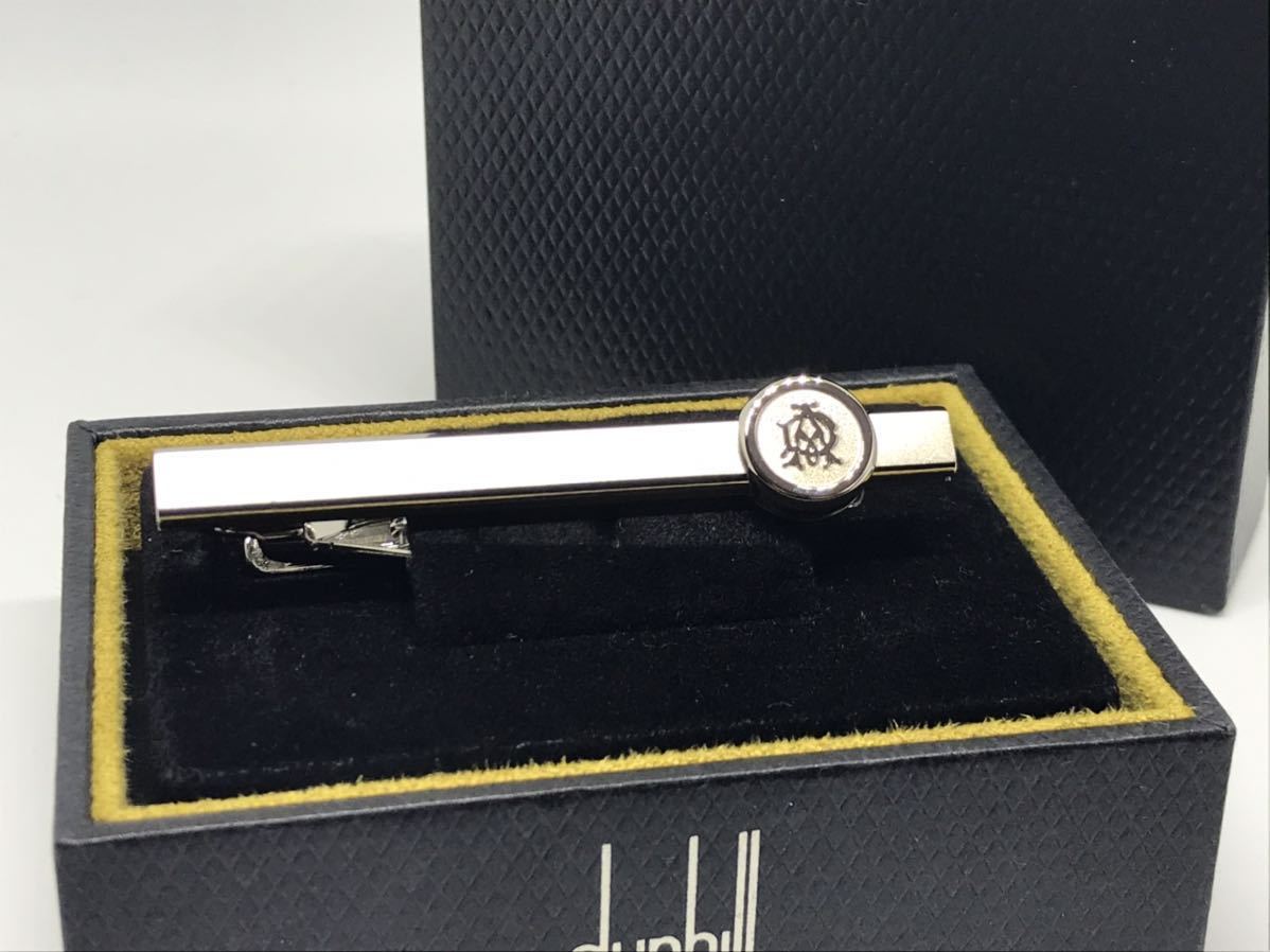  new goods unused Dunhill AD gothic Logo matted silver necktie pin tiepin Thai bar box attaching 