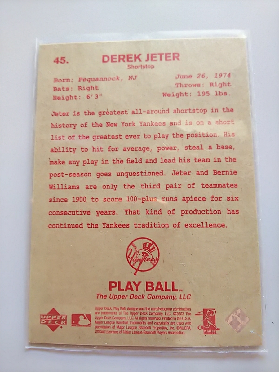 2003 Upperdeck Playball Red Derek Jeter_画像2