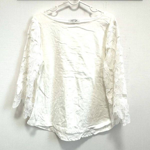 GLOBAL WARK 長袖トップス Tシャツ カジュアル レース柄 ホワイト ◎16-22_画像1