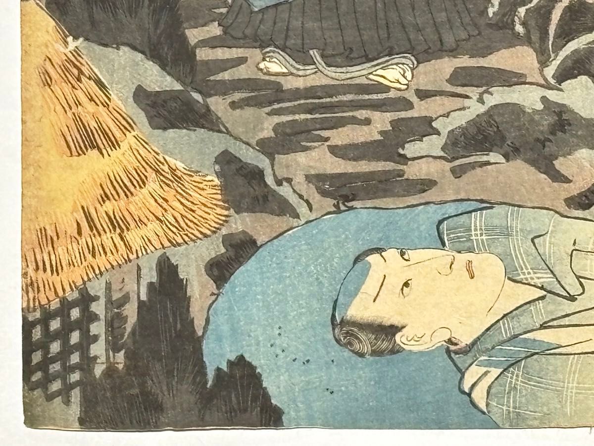 「高野山麓 鏡石の図」浮世絵 木版刷り 1枚|死絵 弘法大師 錦絵 江戸時代 高野山麓 鏡石の図」浮世絵 木版刷り 1枚|死絵 弘法大師 錦絵
