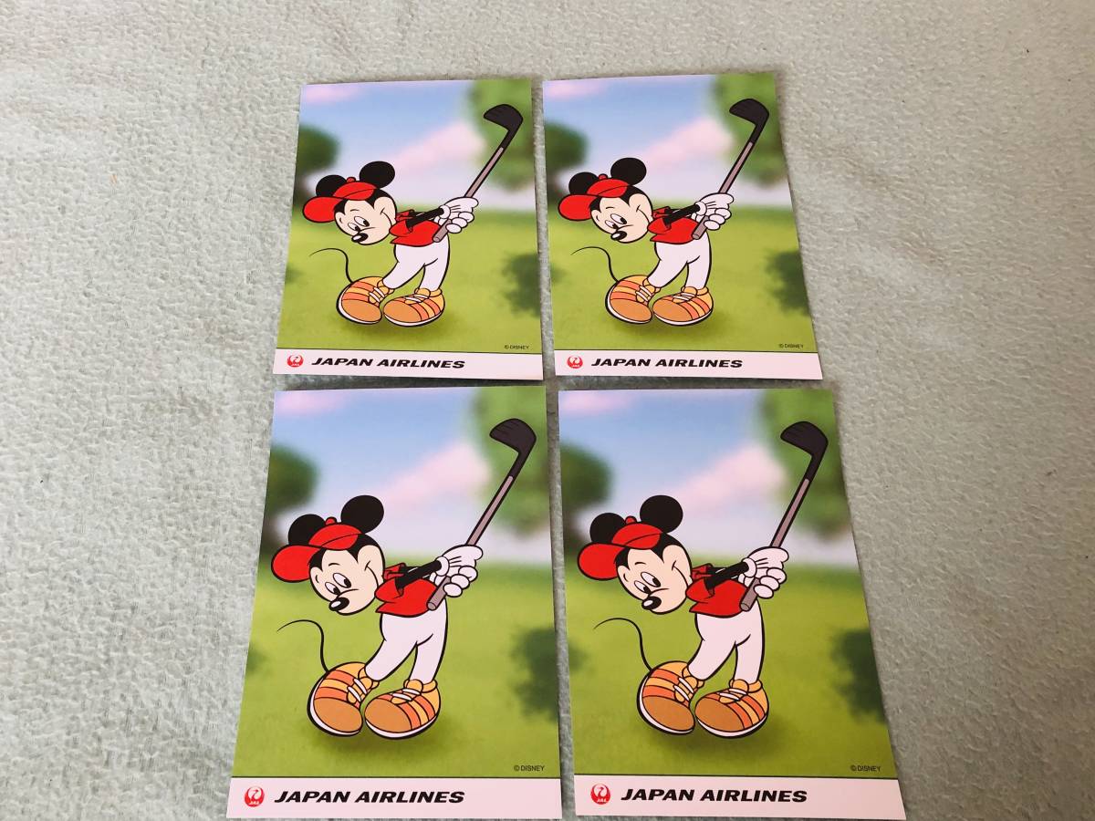 JAL Disney Mickey Minnie Mouse Golf golf picture postcard post card 4 pieces set postcard 
