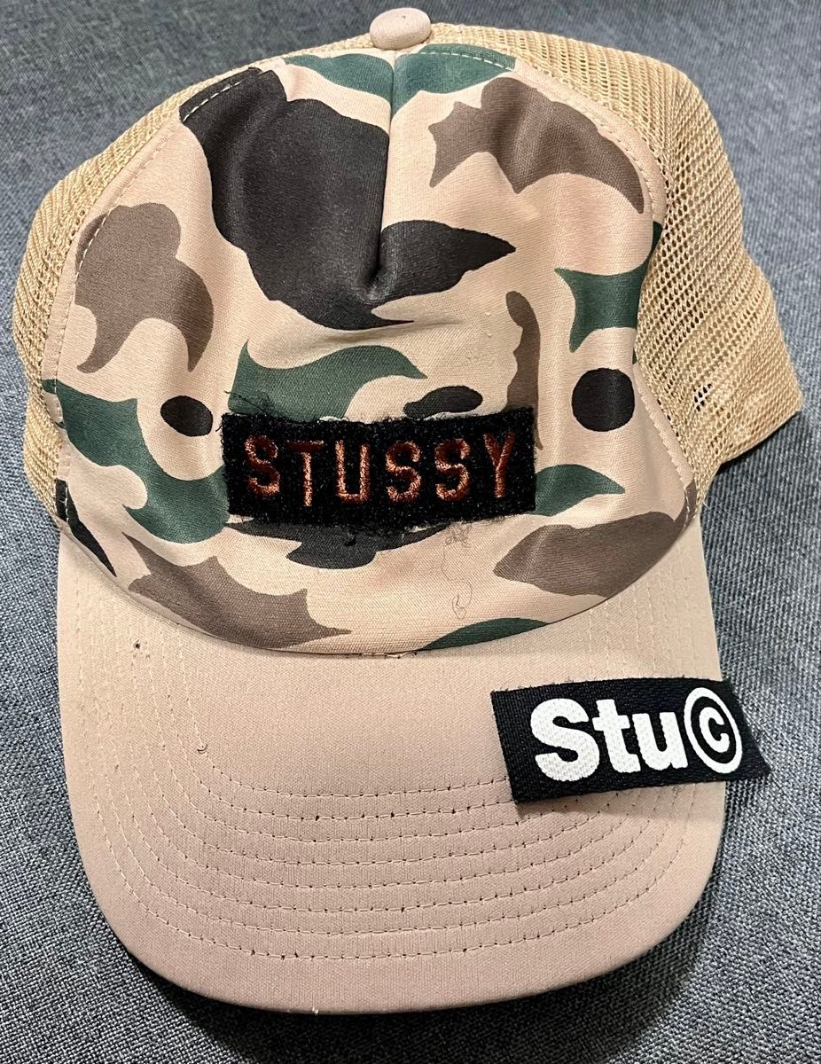 訳あり】 Old Stussy メッシュキャップ 迷彩 カモ 90S 紺タグ 訳あり】 Old Stussy メッシュキャップ 迷彩 カモ 90S 紺タグ