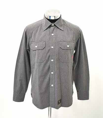 WTAPS ダブルタップス CELL LS / SHIRT. COTTON. CHAMBRAY コットンシャンブレーワークシャツ 1 GREY WORK 長袖