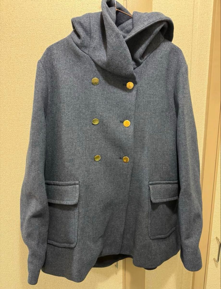 ZARA デニムブルー ダブルプレストコート XLサイズ タグ付き 未 ZARA デニムブルー ダブルプレストコート XLサイズ タグ付き 未