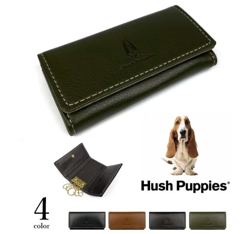 全4色　Hush Puppies ハッシュパピー リアルレザー キーケース 三つ折りキーホルダーおしゃれ 誕生日 記念 プレゼント ギフト 送料無料