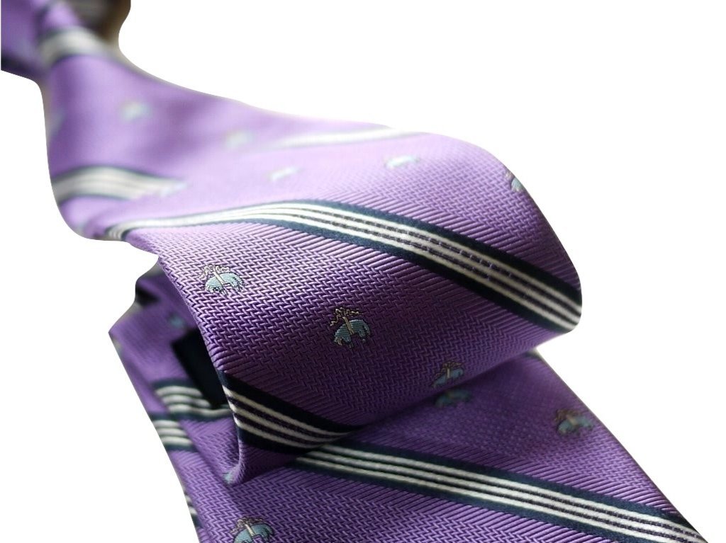 新品 [送料込] ブルックスブラザーズ Brooks Brothers パープル地 フリースロゴ シルク ネクタイ MINI BB#1 GOLDEN FLEECE SILK TIE 米国製_画像7