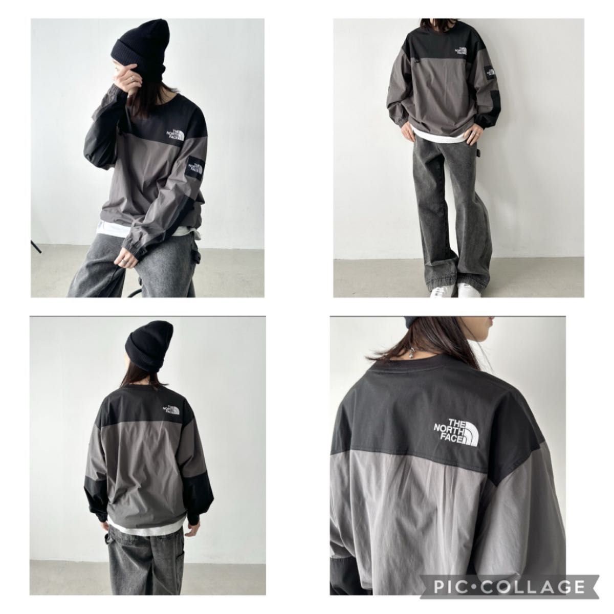 ノースフェイス 韓国限定品 バイカラー 切替ワンポイント クルー ノースフェイス 韓国限定品 バイカラー 切替ワンポイント クルー