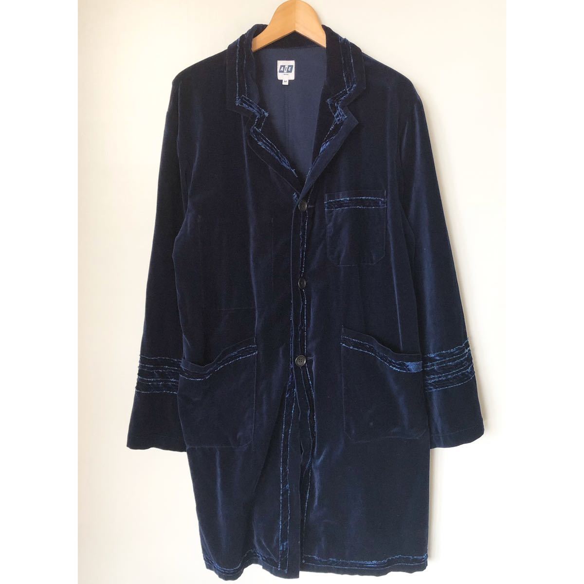 17AW AIE（エーアイイー)shop coat Cotton Velveteen(ショップコート コットンベルベッティーン）ベルベット ベロア Ｍ NEPENTHES NAVY_画像2