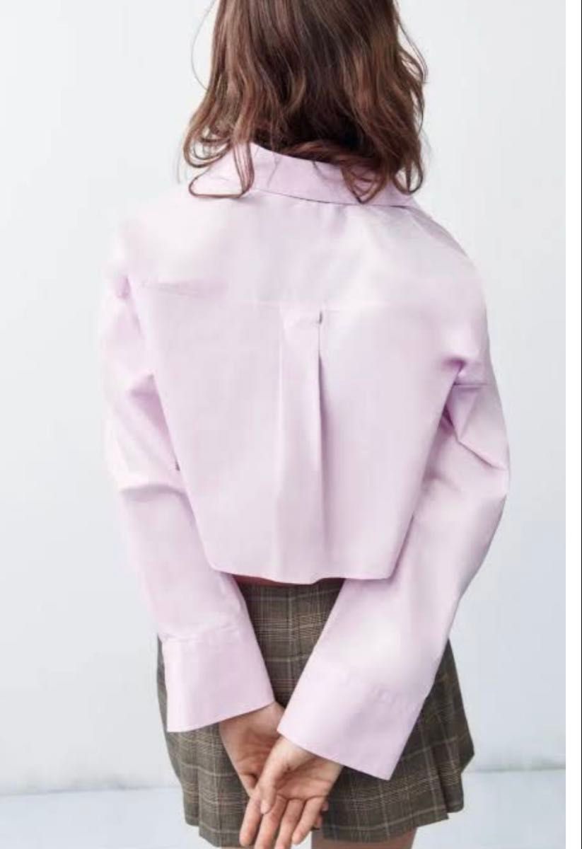 ZARA ザラ ショート丈ブラウス ピンク S 新品 未使用 長袖 ZARA ザラ ショート丈ブラウス ピンク S 新品 未使用 長袖