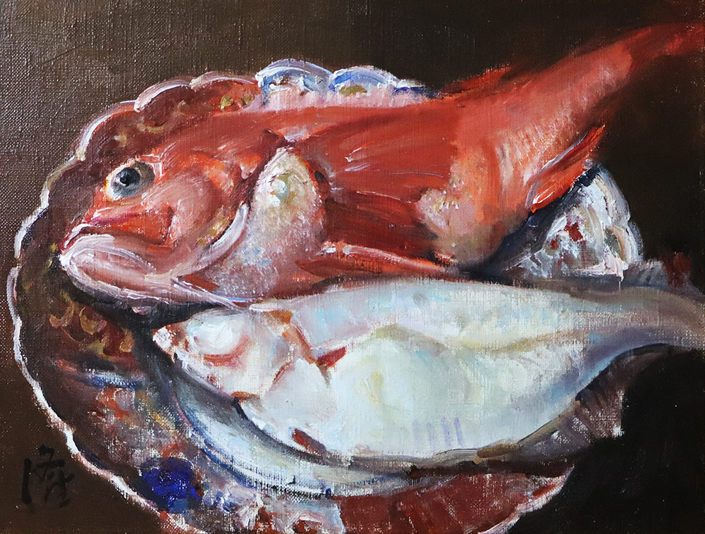 油彩画 魚の群れ i-img1000x758-