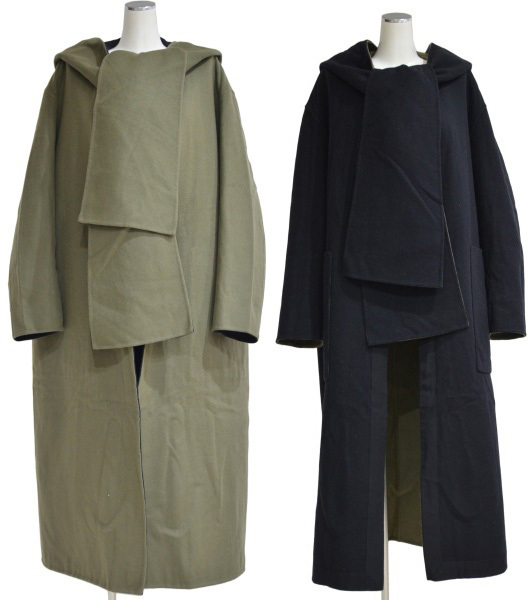 高級ブランド 19AW Y-23246B リバーシブルフードリボンコート ダブル