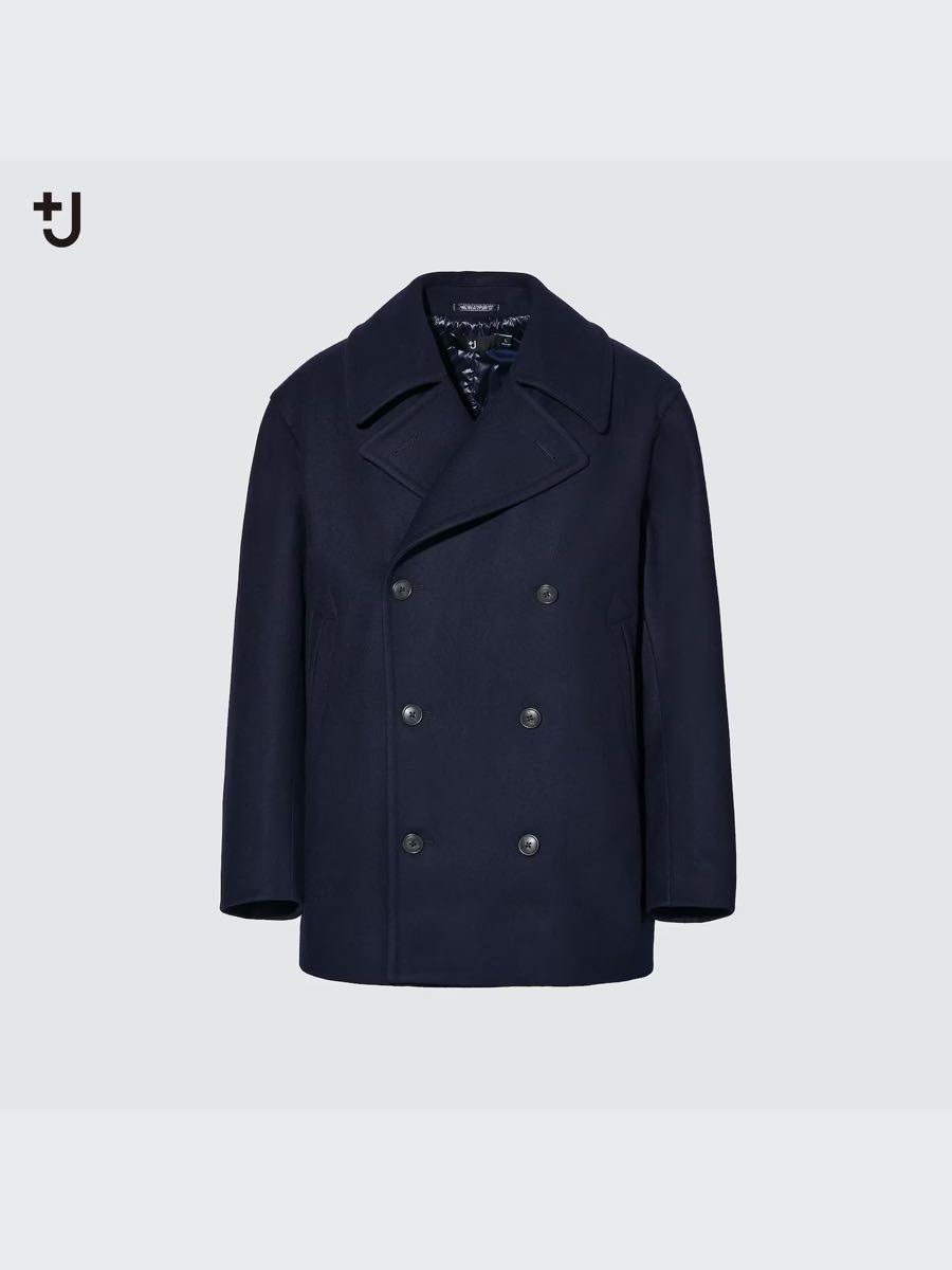 UNIQLO+J ウールブレンドオーバーサイズピーコート XS ネイビー UNIQLO+J ウールブレンドオーバーサイズピーコート XS ネイビー