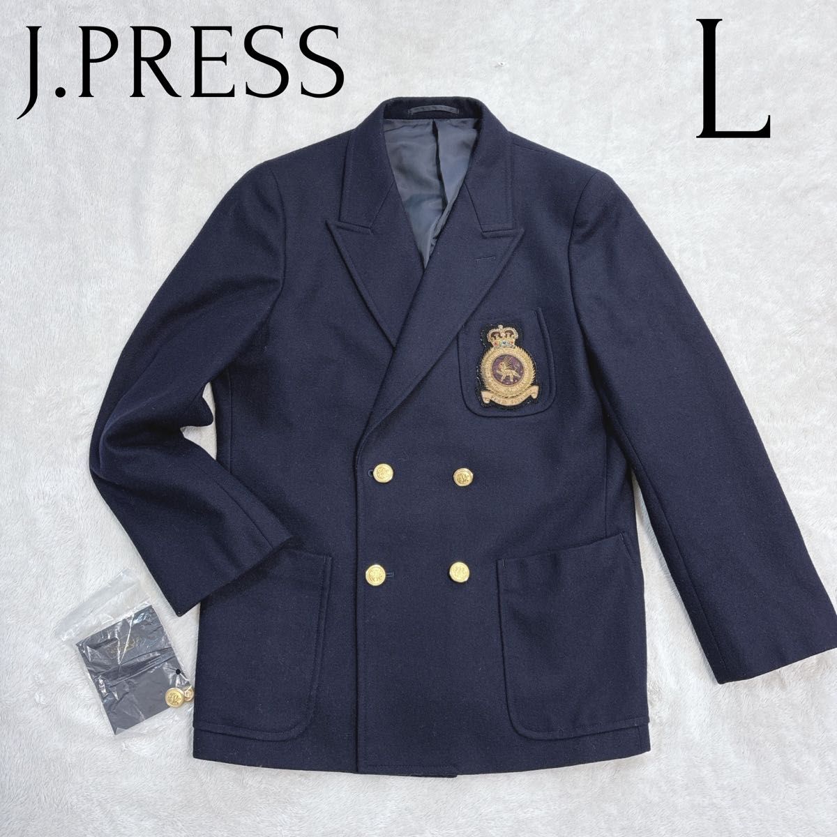 美品 J PRESS 紺ブレ 金ボタン ダブル ワッペン ジャケット 美品 J PRESS 紺ブレ 金ボタン ダブル ワッペン ジャケット