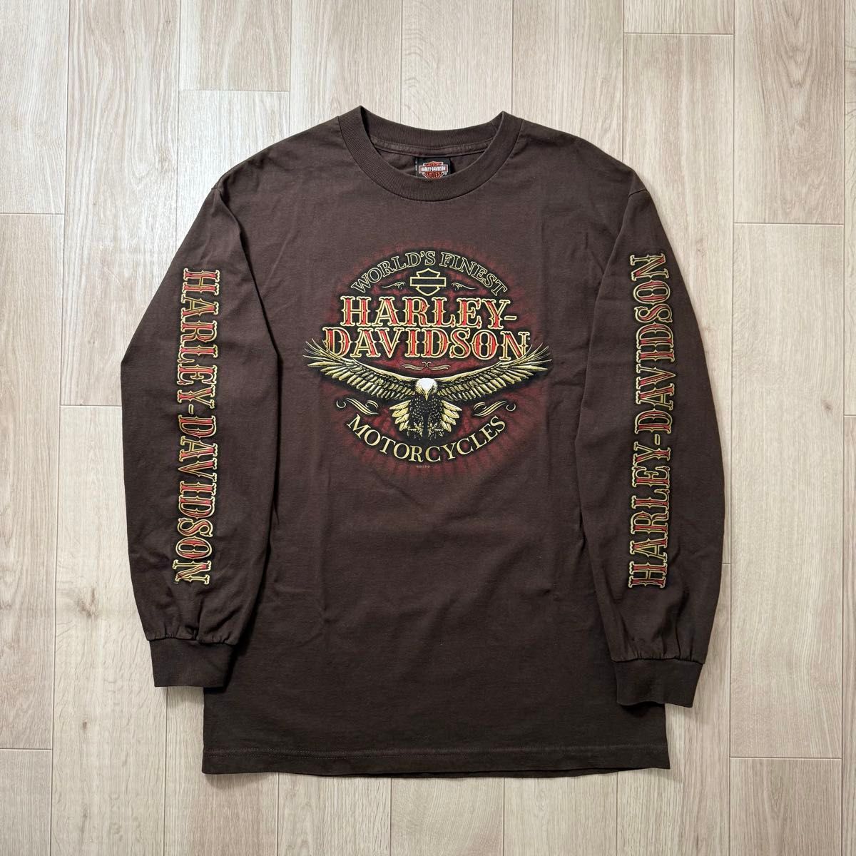 00s ハーレーダビッドソン 長袖Tシャツ イーグル柄 ブラウン L 00s ハーレーダビッドソン 長袖Tシャツ イーグル柄 ブラウン L