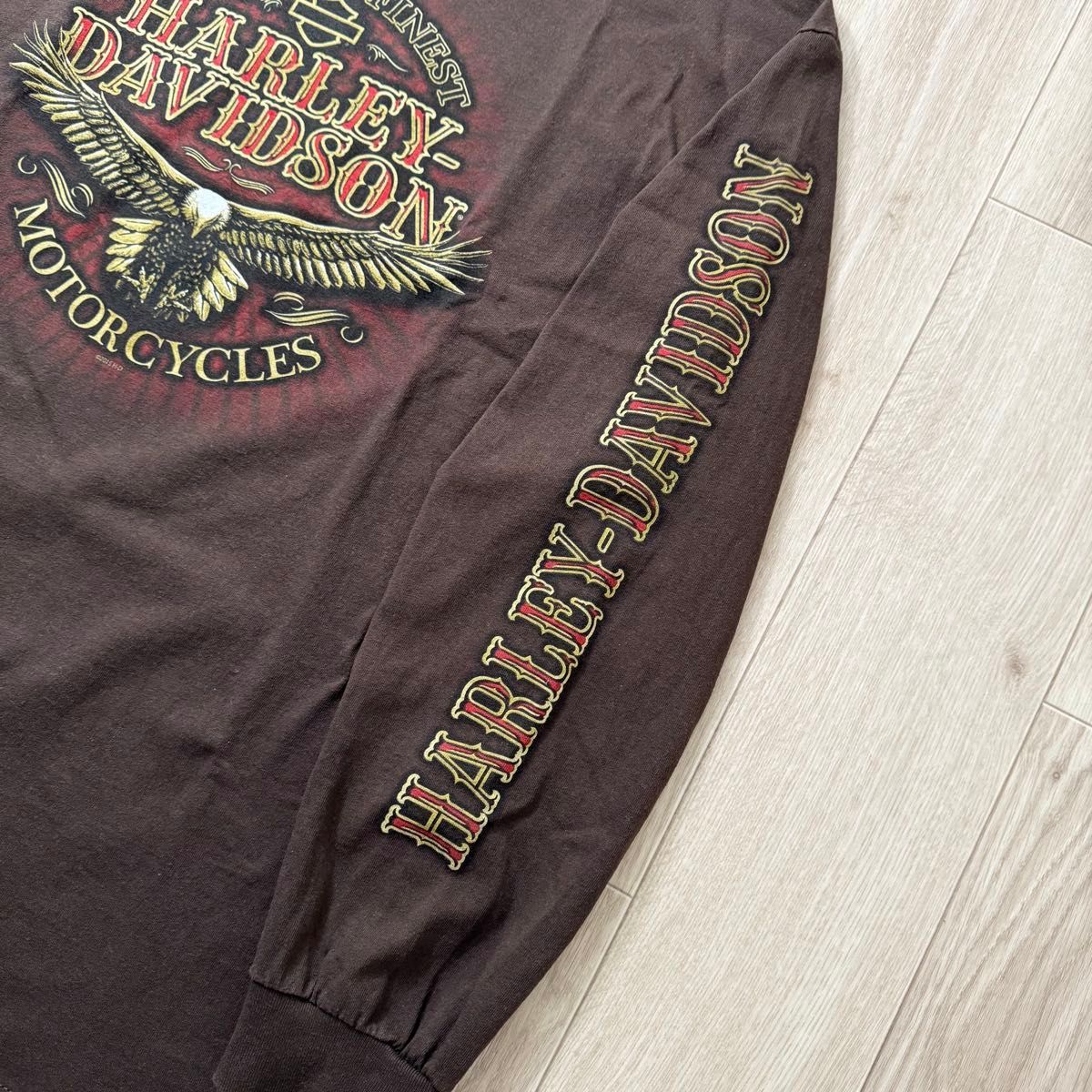 00s ハーレーダビッドソン 長袖Tシャツ イーグル柄 ブラウン L 00s ハーレーダビッドソン 長袖Tシャツ イーグル柄 ブラウン L