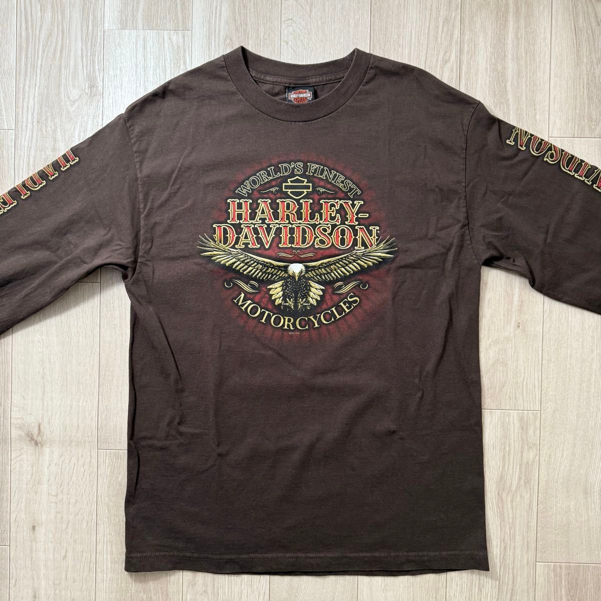 00s ハーレーダビッドソン 長袖Tシャツ イーグル柄 ブラウン L 00s ハーレーダビッドソン 長袖Tシャツ イーグル柄 ブラウン L