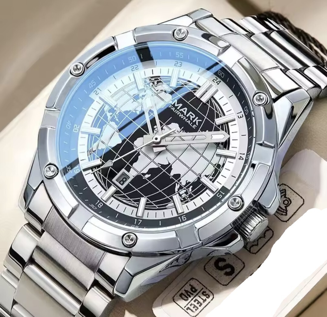 Watch 腕時計 新品 未使用 ウォッチ クォーツ メンズ レディース アナログ 世界地図 地球 earth セレブ ステンレス 防水 耐衝撃 発光 c5439
