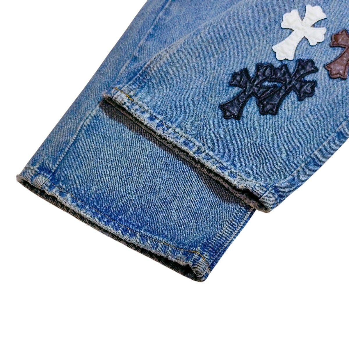 希少/未使用級】ASIDE レザークロスパッチ デニム 十字架 希少/未使用級】ASIDE レザークロスパッチ デニム 十字架