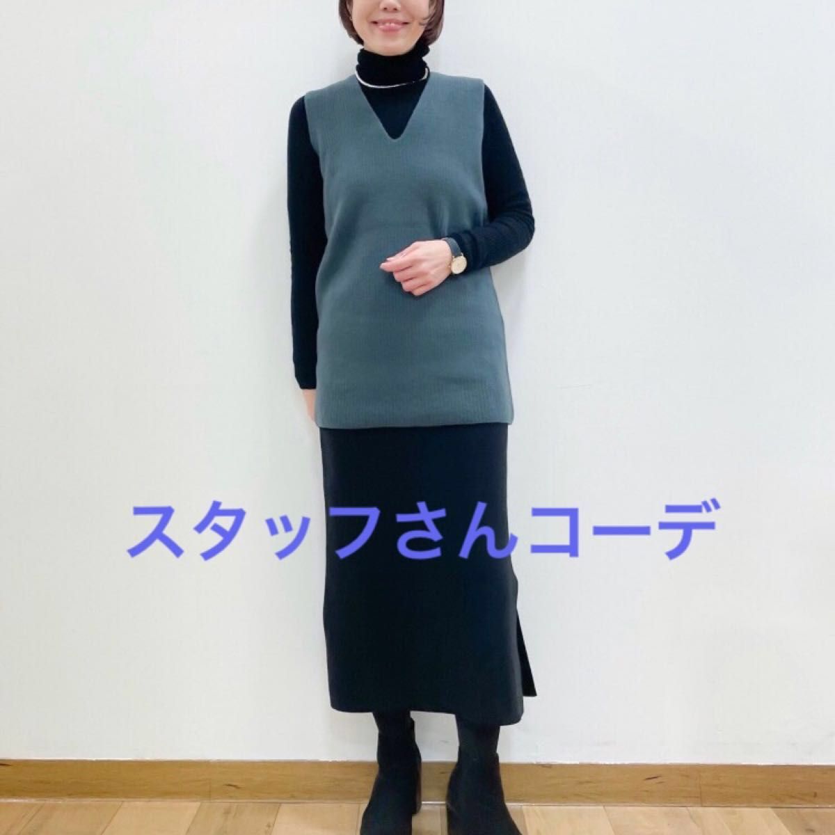 ユニクロ LEMAIRE ラムVネックセーターノースリーブ グリーン ユニクロ LEMAIRE ラムVネックセーターノースリーブ グリーン